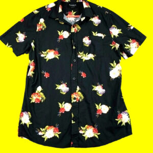 𝅺PAC SUN L.A. Black Floral Print Shirt, L